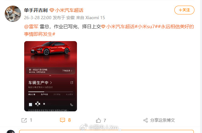 奥迪车主真的给雷总，交作业了