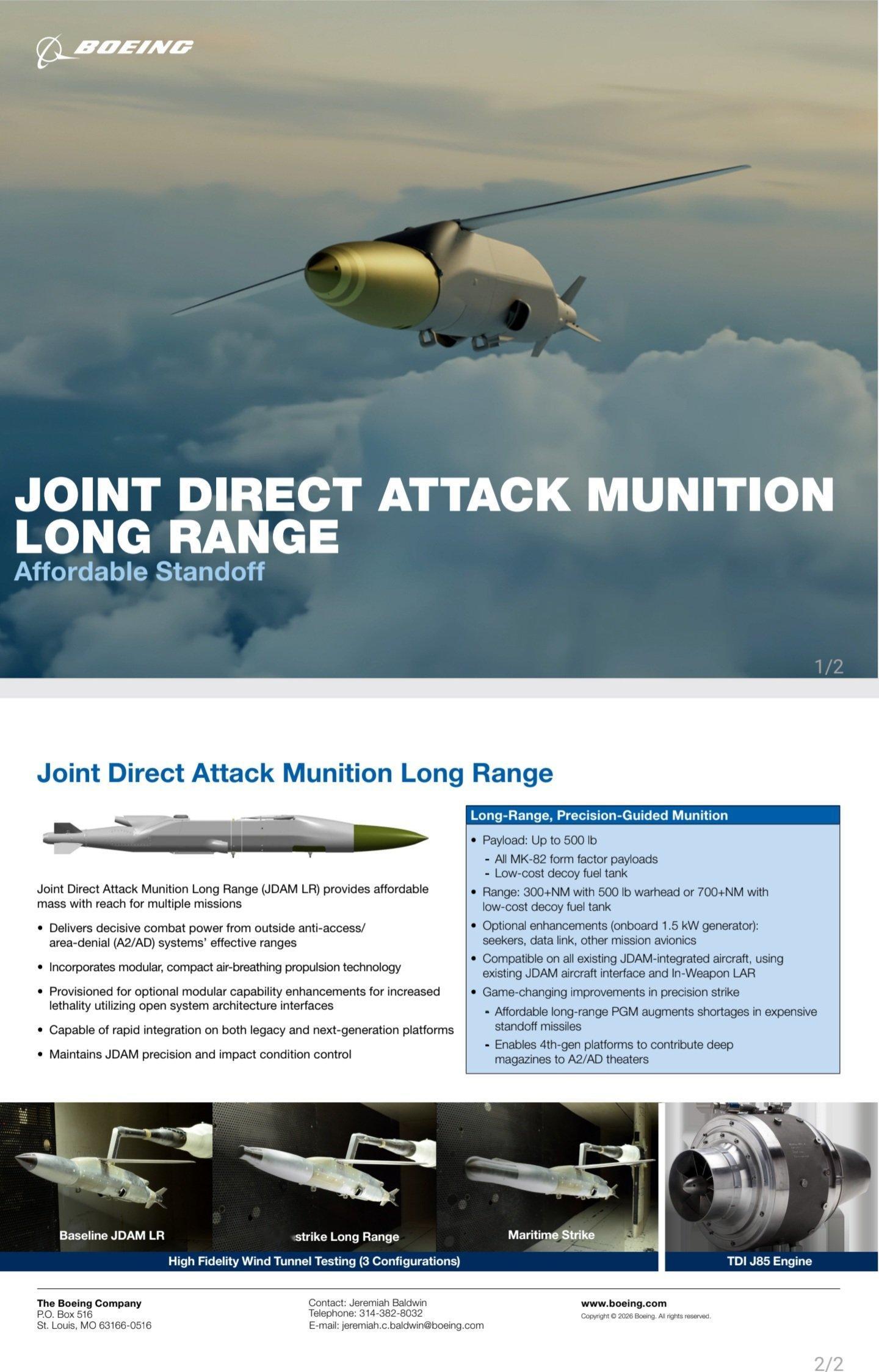 波音公司：GBU-75“联合直接攻击弹药远程型”（JDAM-LR）经济上可负担的