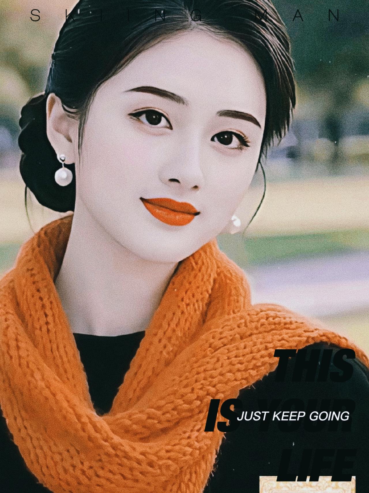 冬日暖阳下，温柔少女与暖橙围巾的完美搭配，散发着温暖与活力。