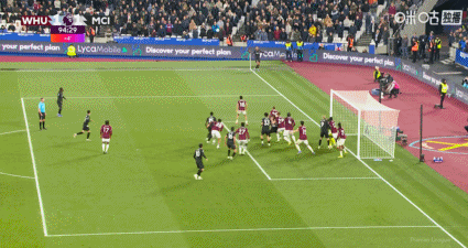 格伊这一脚，彻底把本赛季英超联赛冠军悬念踢飞了！曼城对阵西汉姆联比赛最后一分钟