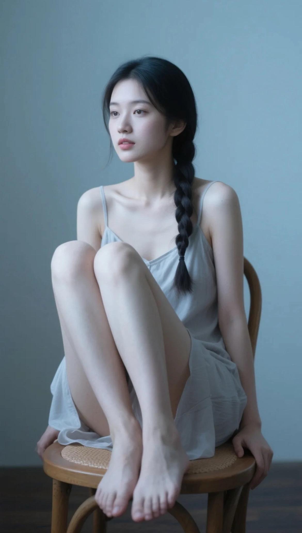 AI摄影：椅子上的美女。