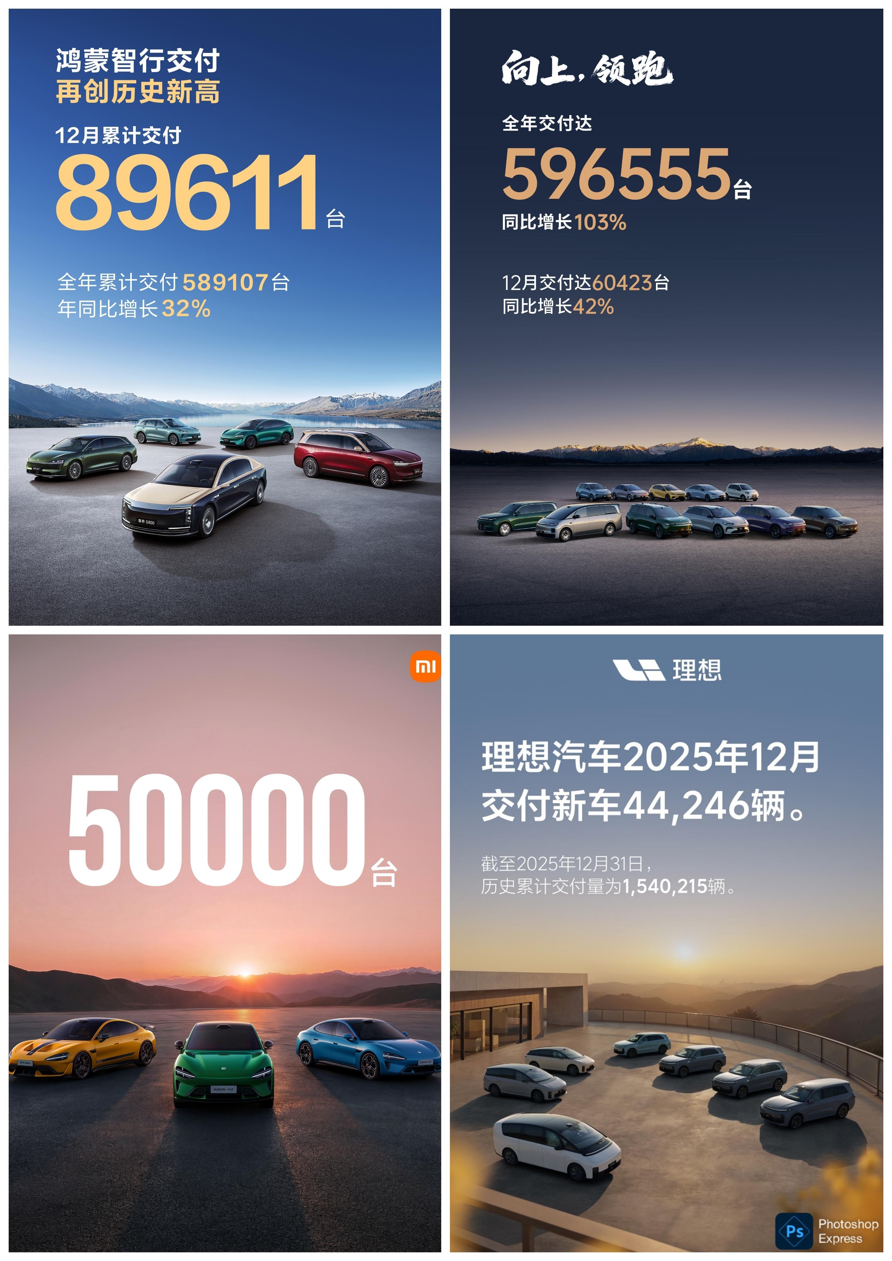 各大车企陆续公布2025年销量成绩，看看谁的表现好。，看得我眼花了。蔚来Q4累计