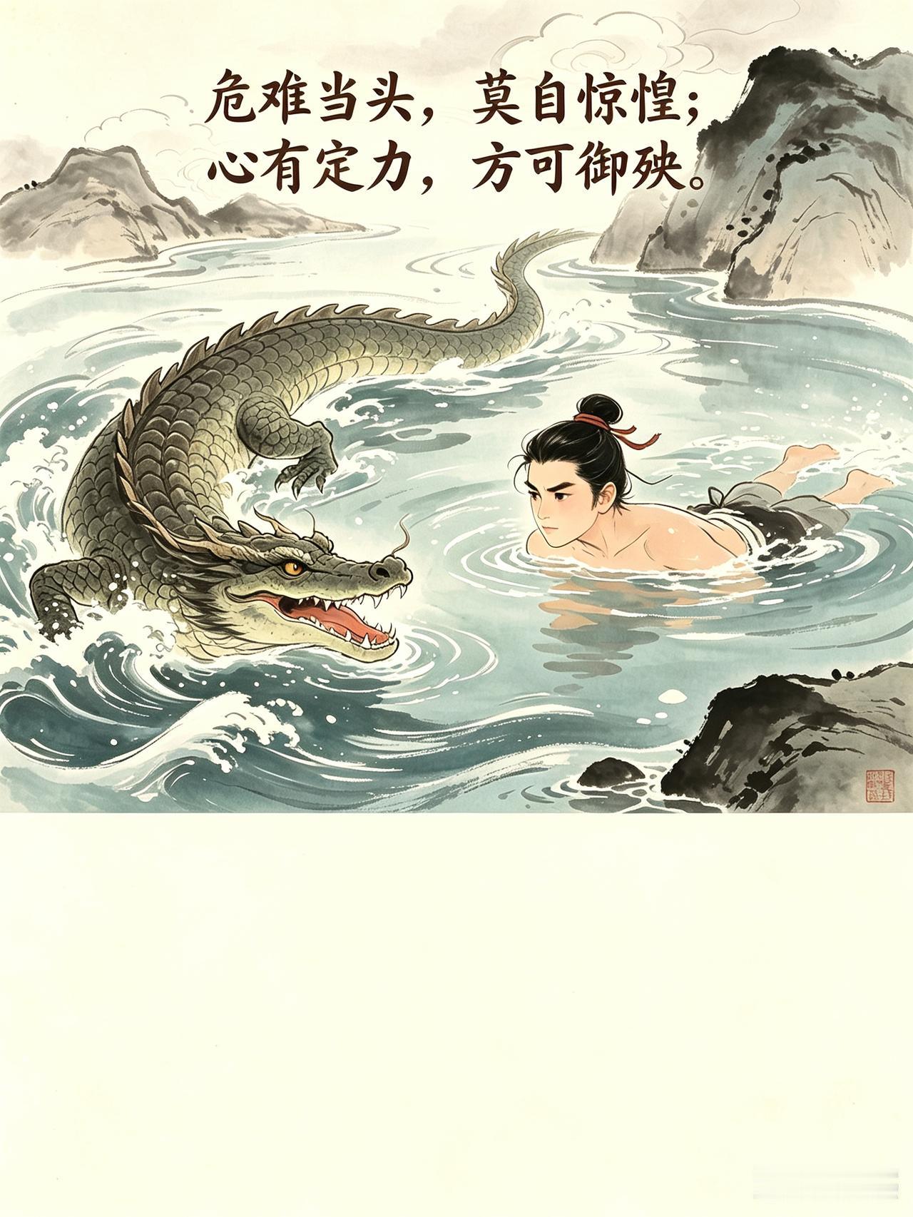 小故事谯水斗蛟曹操带领，文武诸将，进山考察，选择战场。山高路险，