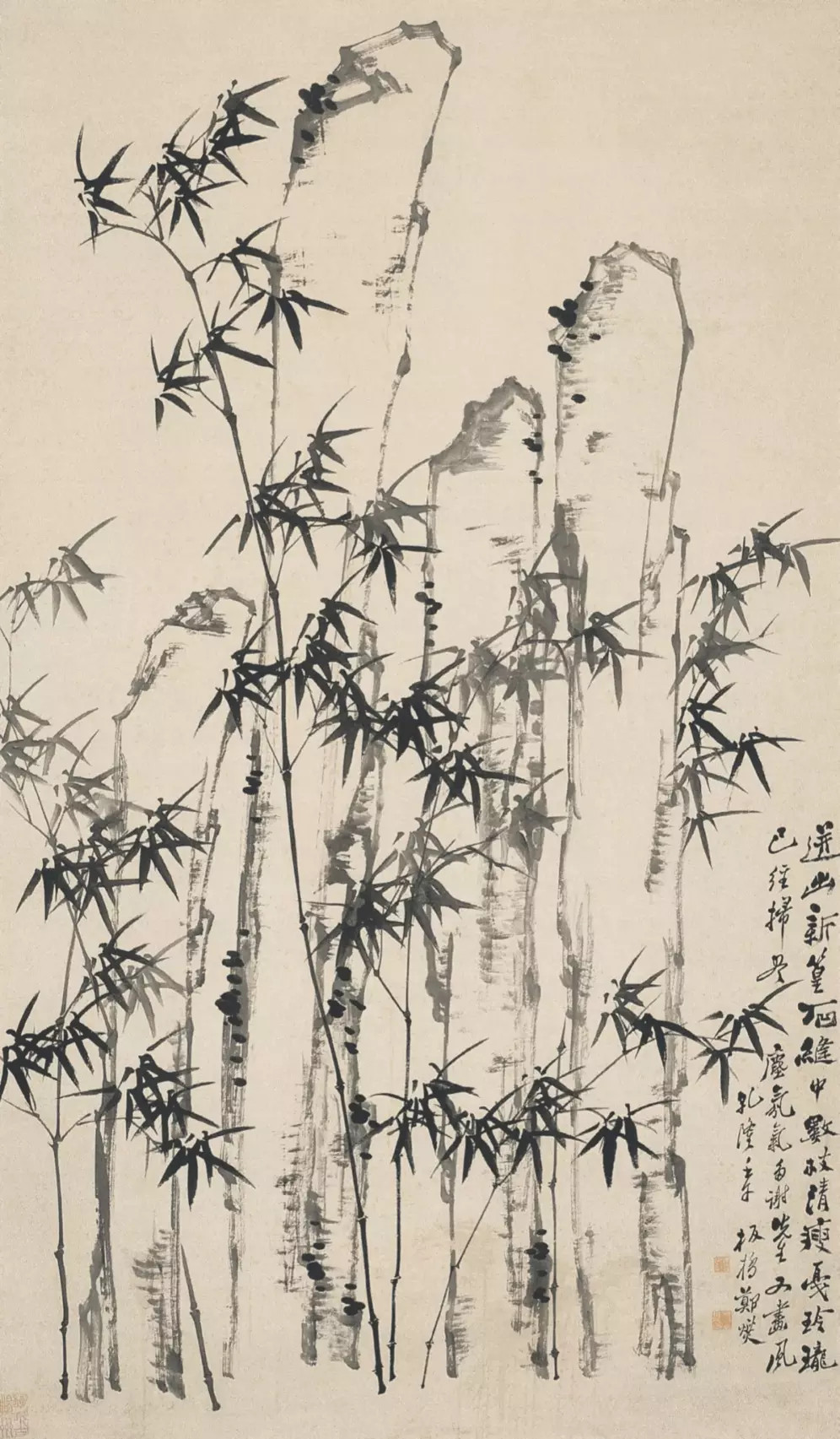 郑板桥墨竹图。郑板桥（1693-1765），原名郑燮，字克柔，号理庵，又号板桥