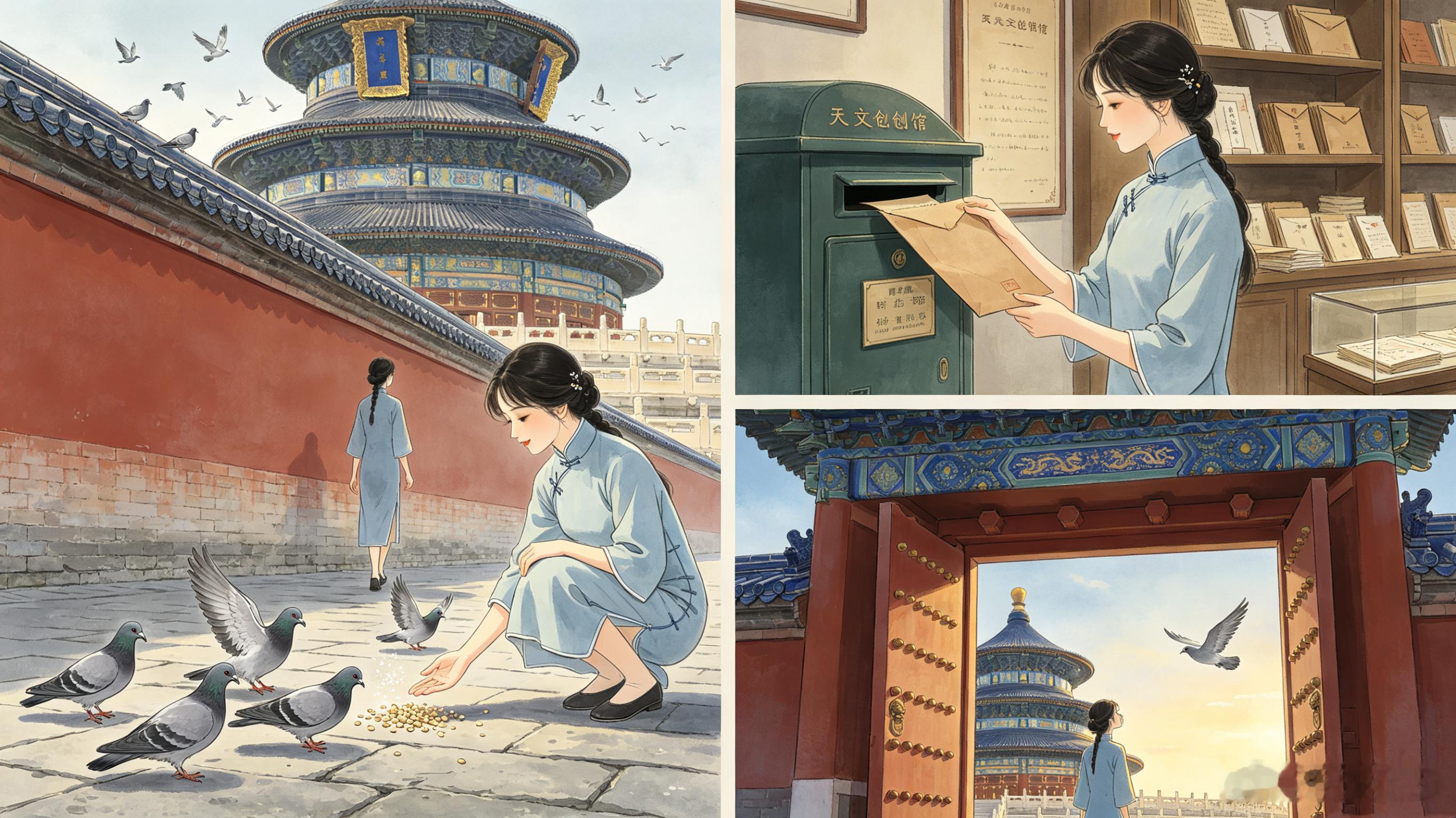微小说大赛烟火剧场微小说《蓝瓦红墙旧时光》北京盛夏的日光，撒在天坛祈年殿层层叠