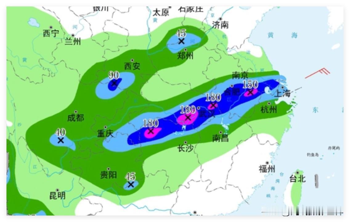 6月21日上午8点到22日上午8点，大范围大雨，即将袭击长江流域，成都，重庆，武