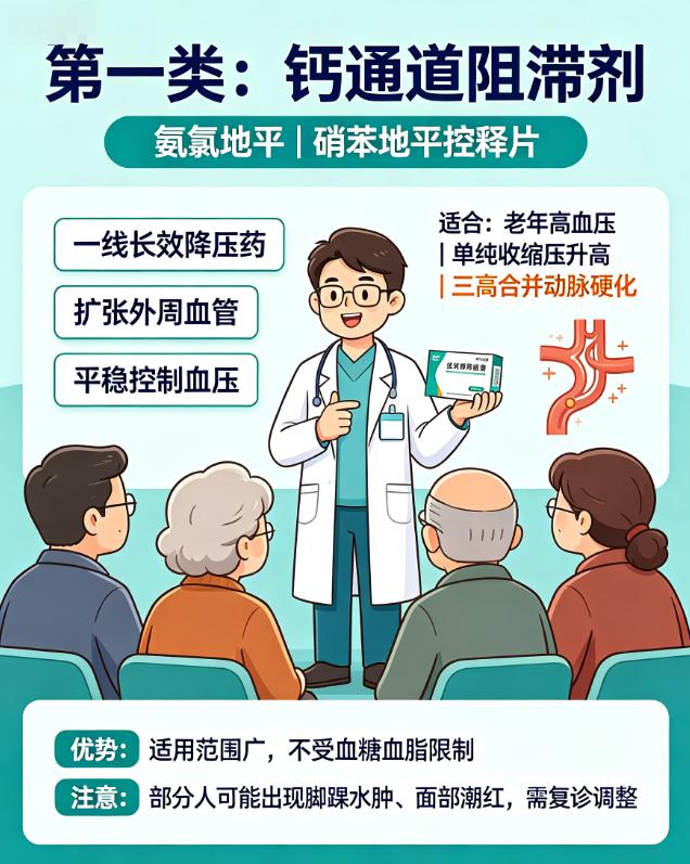 查出三高别乱吃药，五类常用药物建议收藏第一种：钙通道阻滞剂（氨氯地平、硝苯地