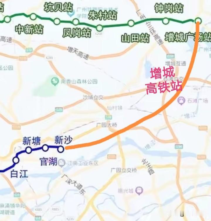 广州增城区的荔城，若想坐地铁前往增城的新塘，却得绕经黄埔区或天河区，是不是不可思