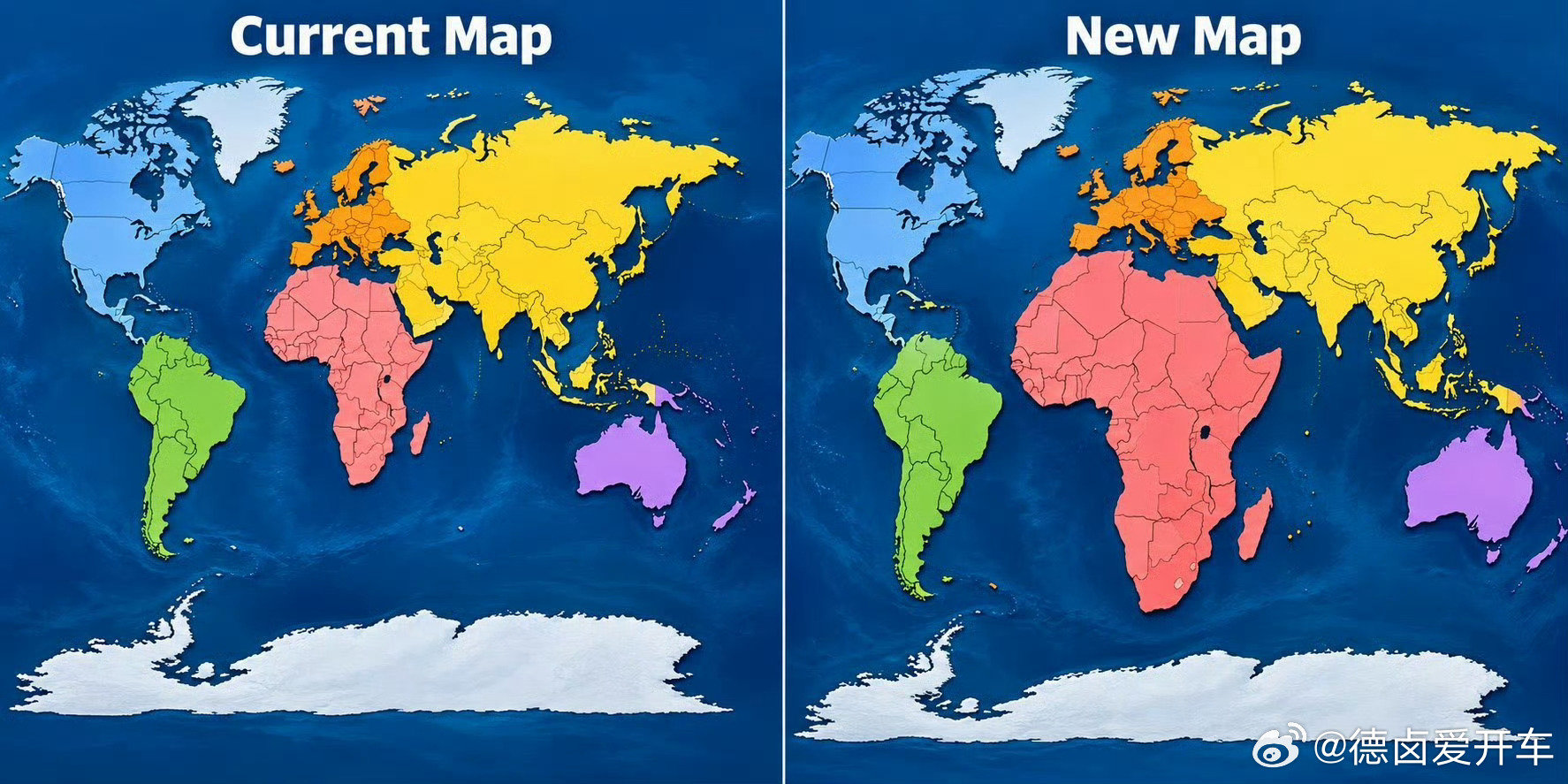 #联合国发布了新版世界地图#当年老祖宗是有远见的。本来我们雄鸡还可以更大的，只有物理版图才是真实的，