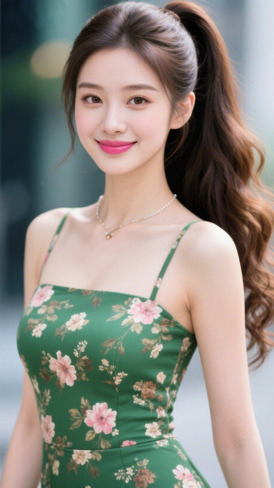 《青裙载满夏光》蝉鸣漫过巷弄时，她站在老墙下。墨发束成松快的马尾，几缕碎发