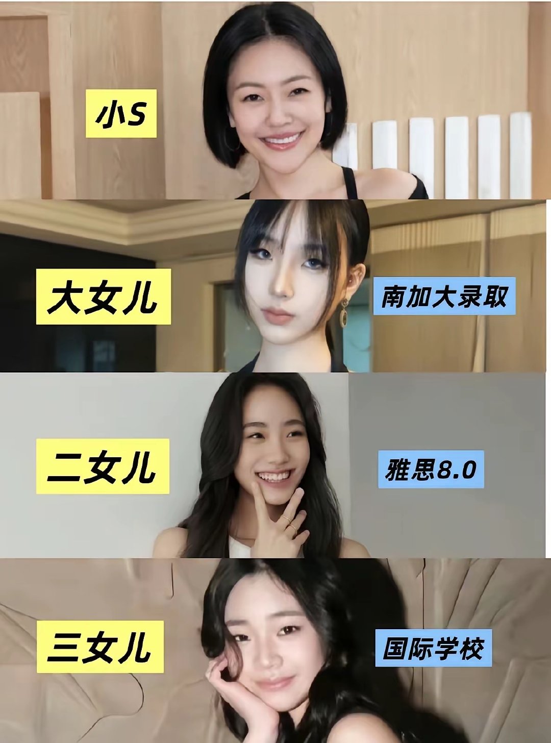 以前一直觉得小s的女儿小时候长的一点也不好看现在看看真是女大十八变越变越好看大女儿好像跟妈妈一样走的