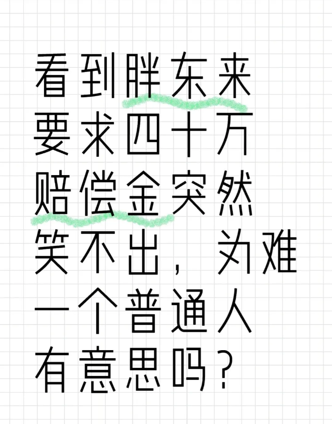 看到胖东来要求40万赔偿金突然笑不出，为难一个普通人有意思吗？我表弟在奶茶店打工