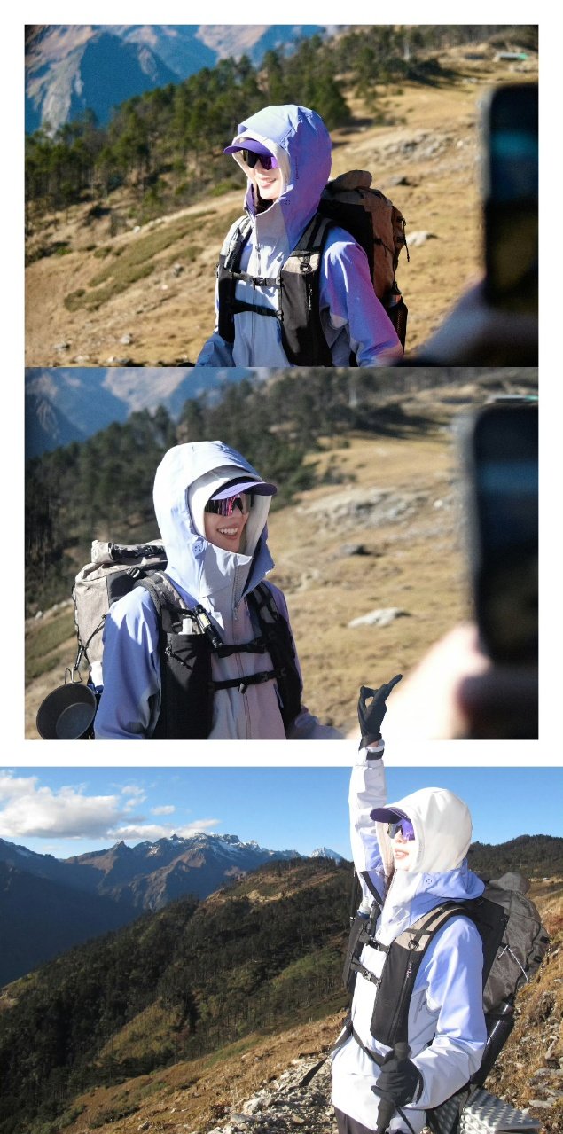 刘诗诗山野限定刘诗诗山野徒步刘诗诗好适合紫色！刘诗诗