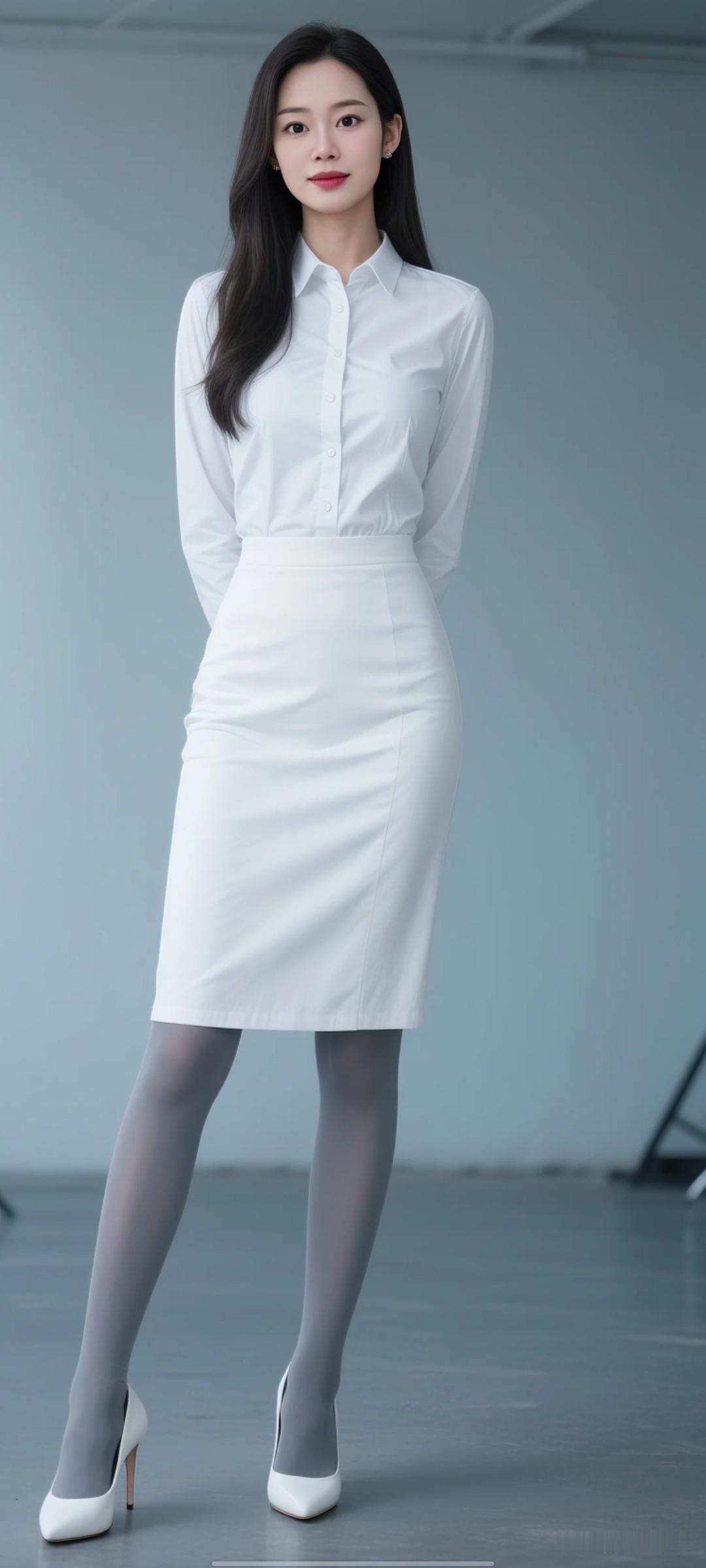 一身白色职业装，是不是太正式了？