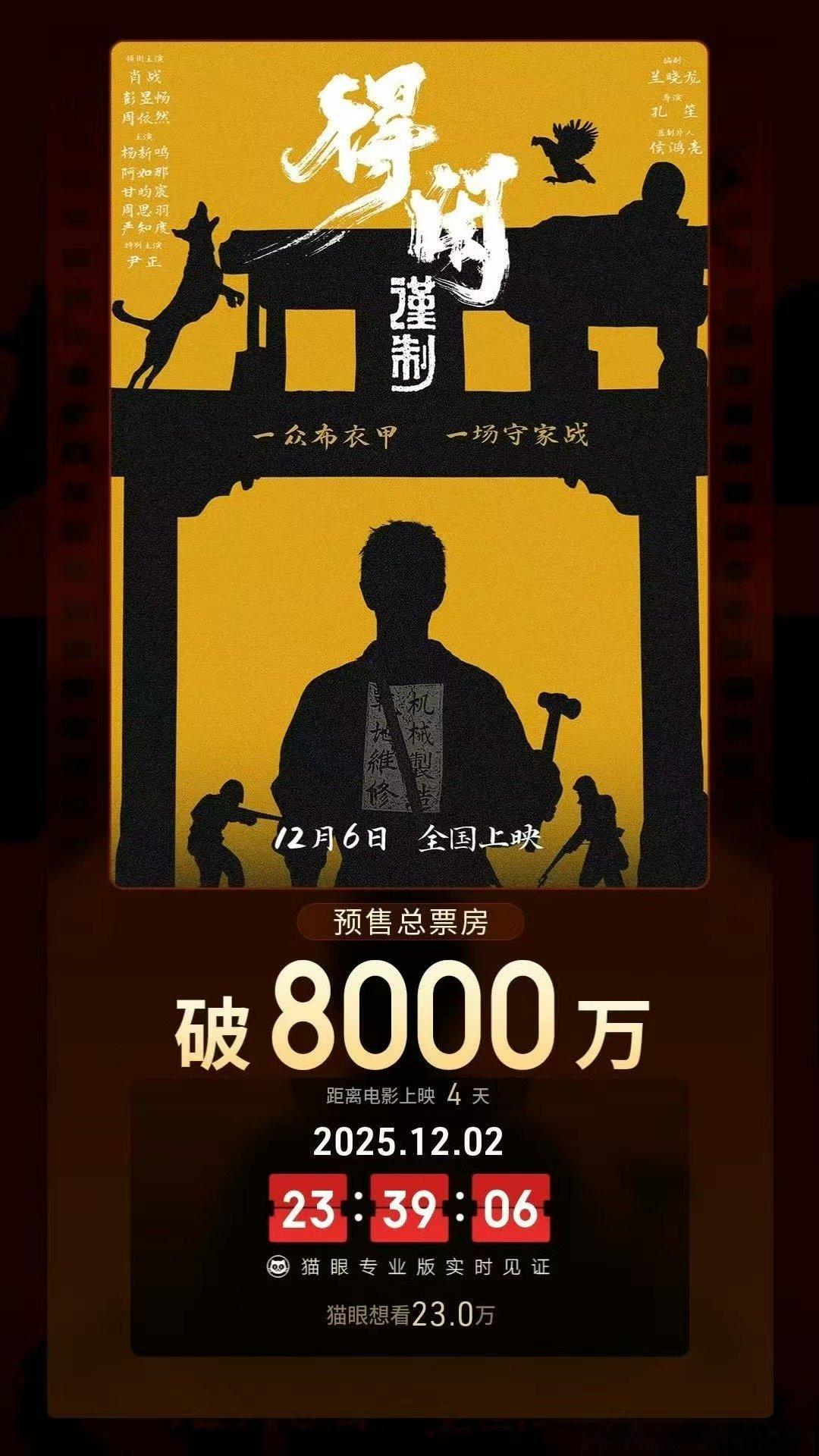得闲谨制预售总票房破8000万预售破8000万，剑指亿元大关！在冷档期创造如此