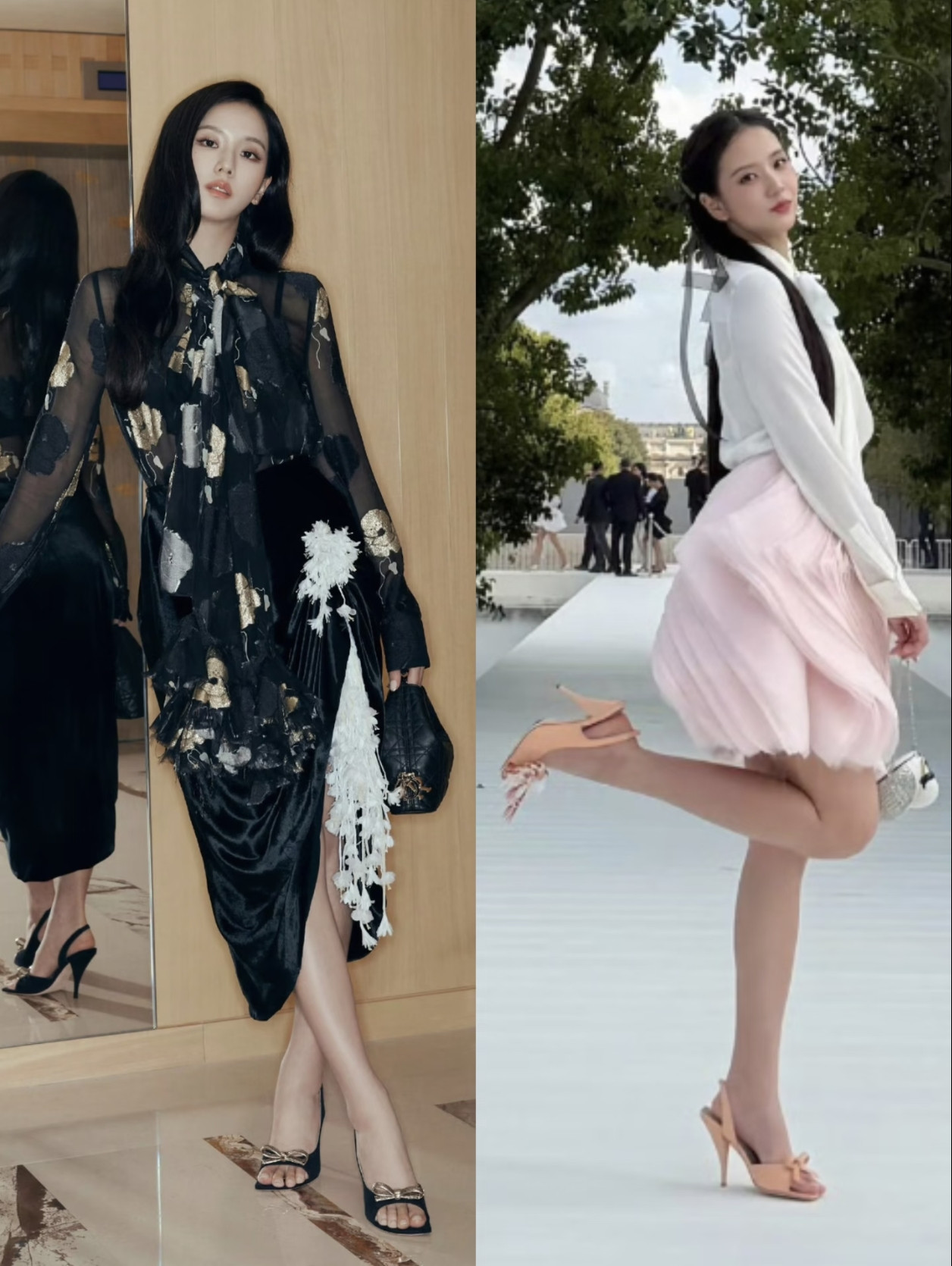 金智秀杀疯了！上午白天鹅，晚上Dior女王🦢🖤谁懂啊！Jisoo在巴黎一天两套造型，反差感直接封