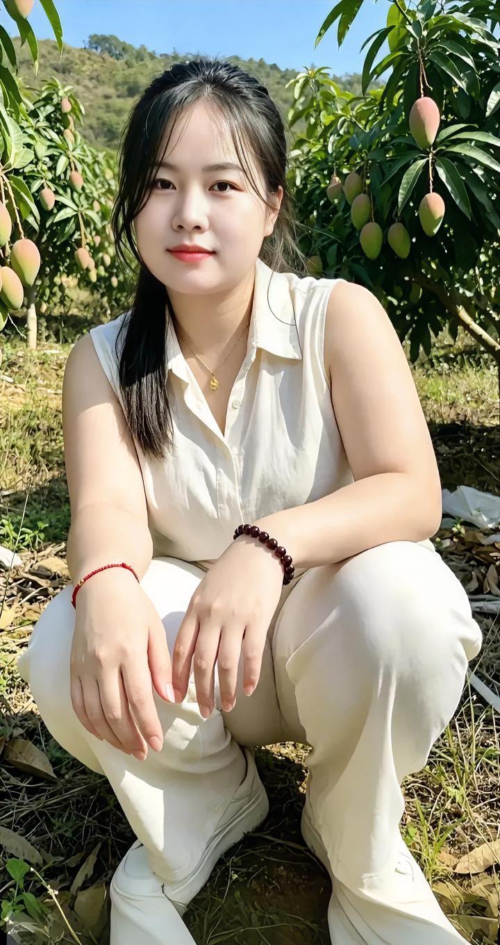 漫步在芒果果园里，满眼都是挂满枝头的果子，山野间阳光正好，微风带着淡淡的果香。一
