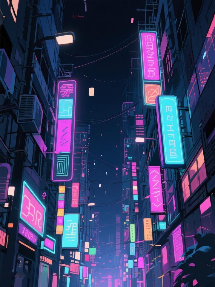AI妙生图霓虹闪烁的巷陌，在暗夜中勾勒出奇幻图景，仿佛藏着通往未知世界的门✨