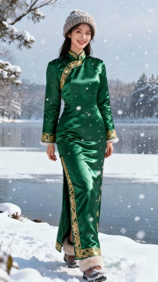 女子冬天穿的夹棉旗袍。旗袍旗袍美女美女壁纸旗袍棉服