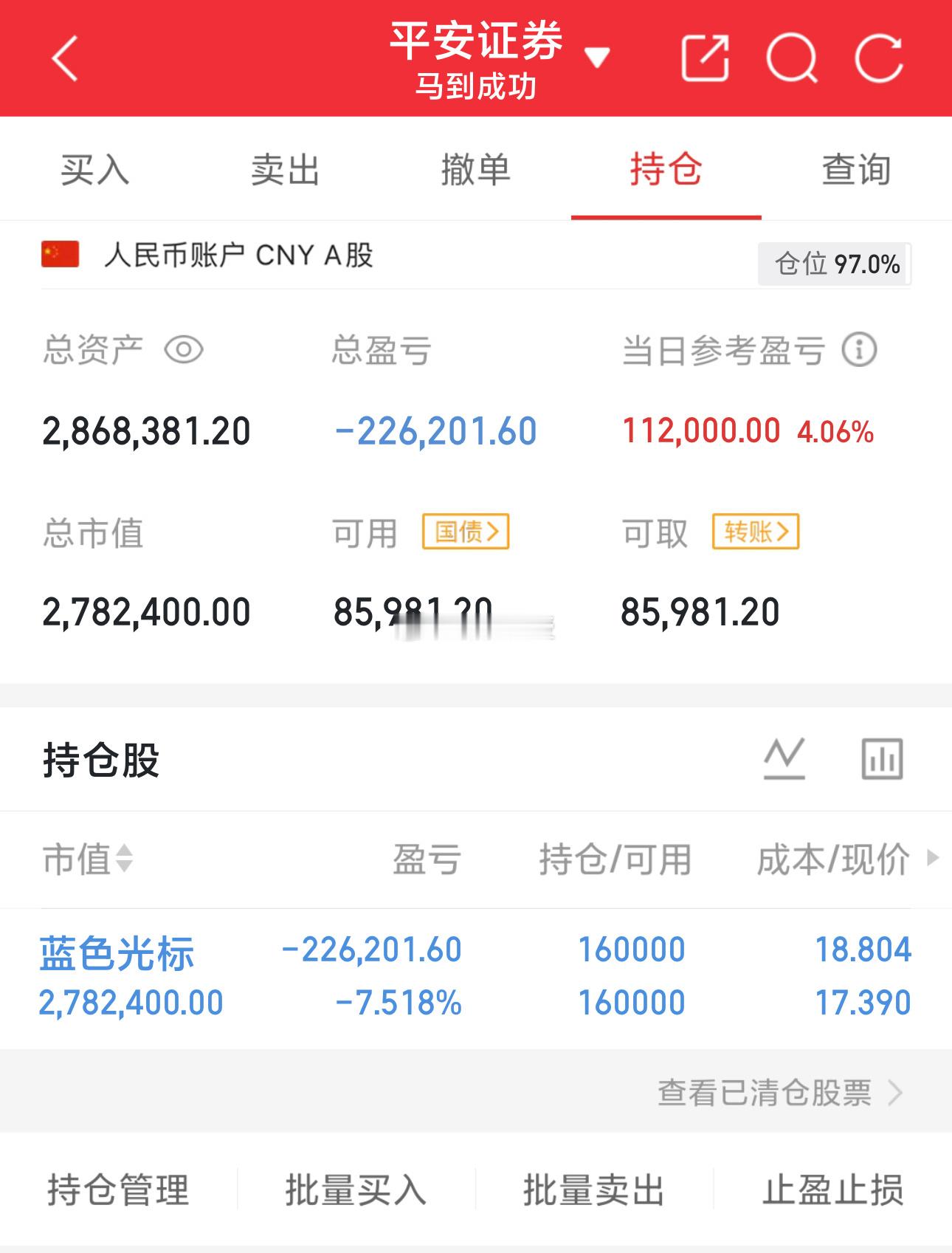 300万本金，目标1年做到1500万，1年翻五倍，欢迎各位关注！（第16天）持