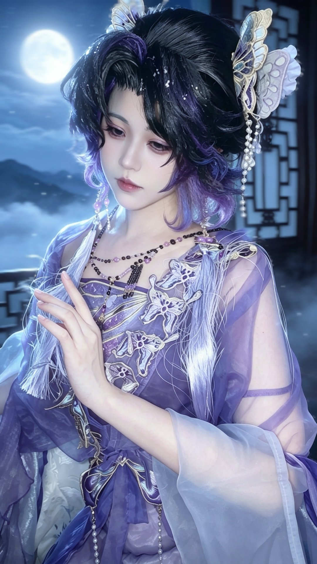 #鬼灭之刃#COS｜蝴蝶忍以死为谋ps:用豆包换了背景#cos##鬼灭之刃##蝴蝶忍##古风#​