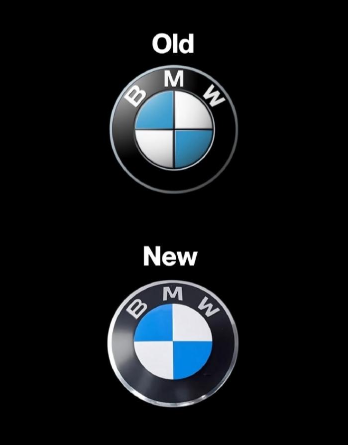 宝马所有车型将启用新logo，新旧一对比，好像没差太多，区别就是最外面的环一个是
