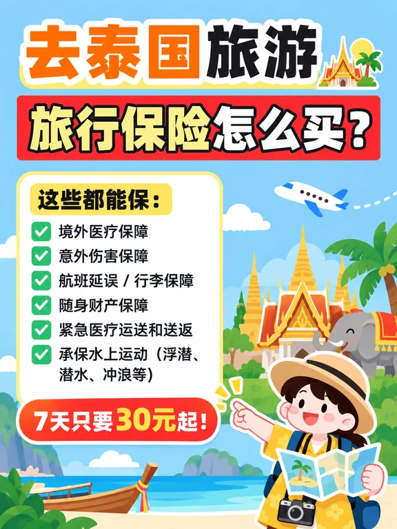 泰国旅游保险，30元一周就能搞定！