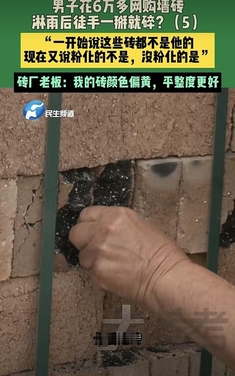 山东临沂，男子花6万从一砖厂购入近16万块墙砖，准备往外销售，没想到下了一场雨后