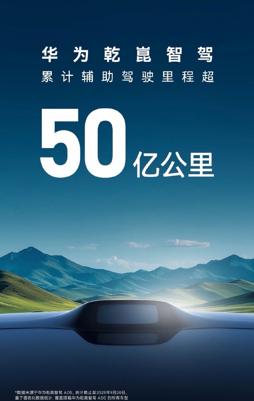 华为乾崑智驾累计辅助驾驶里程，突破50亿公里！​​​