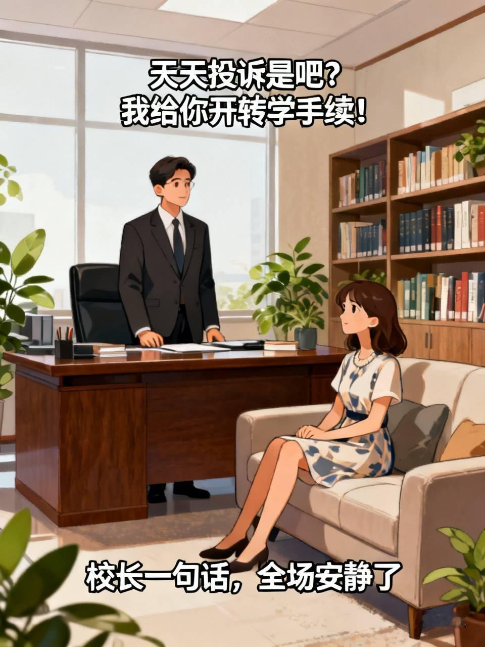 “天天投诉是吧？我给你开转学手续！”校长一句话，全场安静了。我以前的校长，遇