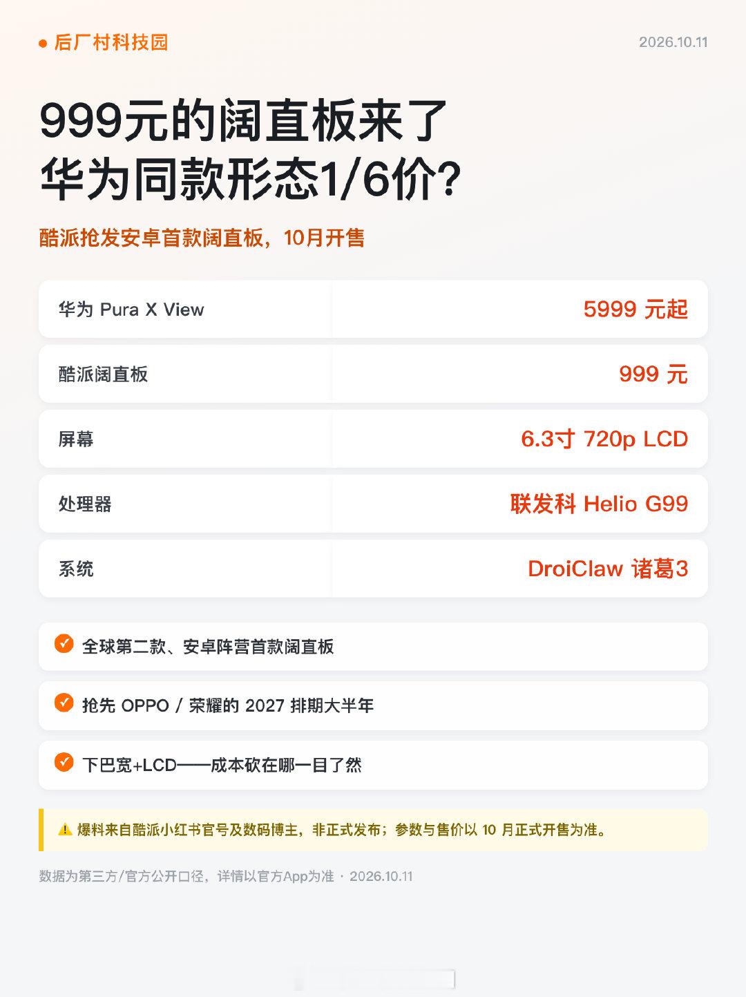 酷派这波偷袭有点意思：全球第二款、安卓首款"阔直板"真机曝光，999元、6.3寸LCD、HelioG