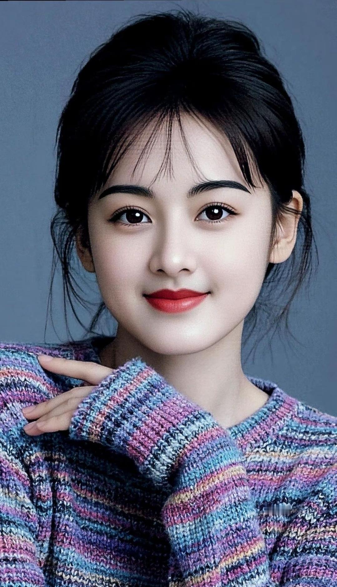 甜美少女风，温柔笑容，粉色毛衣，元气满满！高颜值美女优雅美图分享