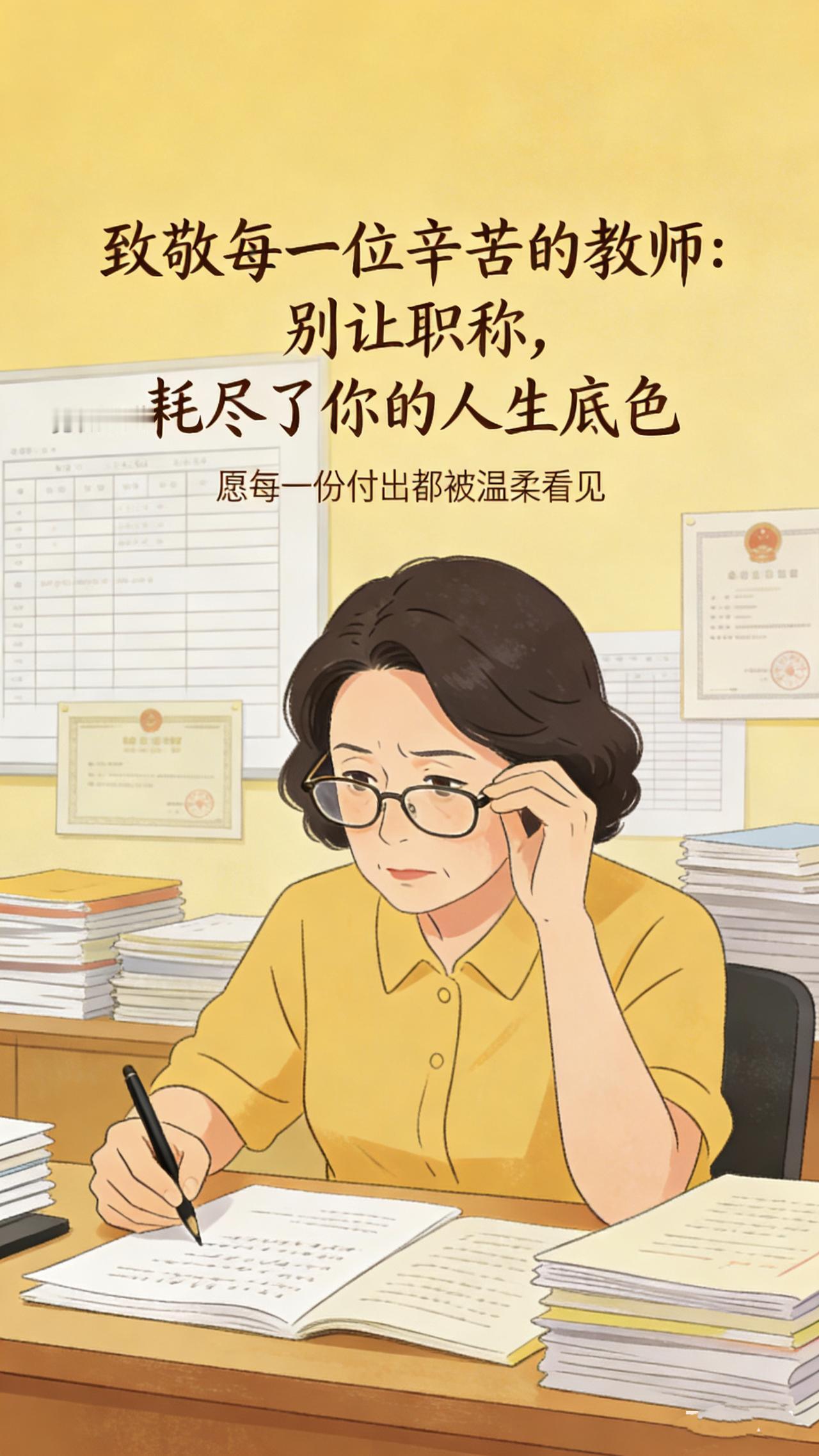 教书真的只是一份工作，千万别拿命去换职称啊！别因为学生一次考不好，就跟自己过不