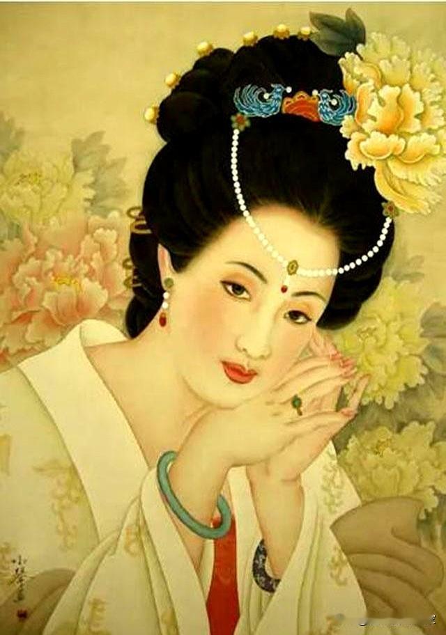 752年，唐玄宗一把抱住虢国夫人，虢国夫人心口不一道：“若被玉环知道了，臣妾无法