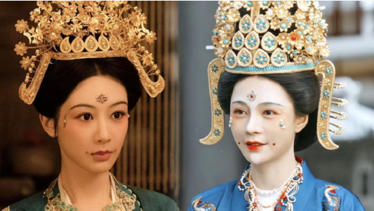 在锦绣芳华中，沈梦辰饰演的淑妃和杨紫饰演的何惟芳撞冠了，但其实细看两个冠还是有轻