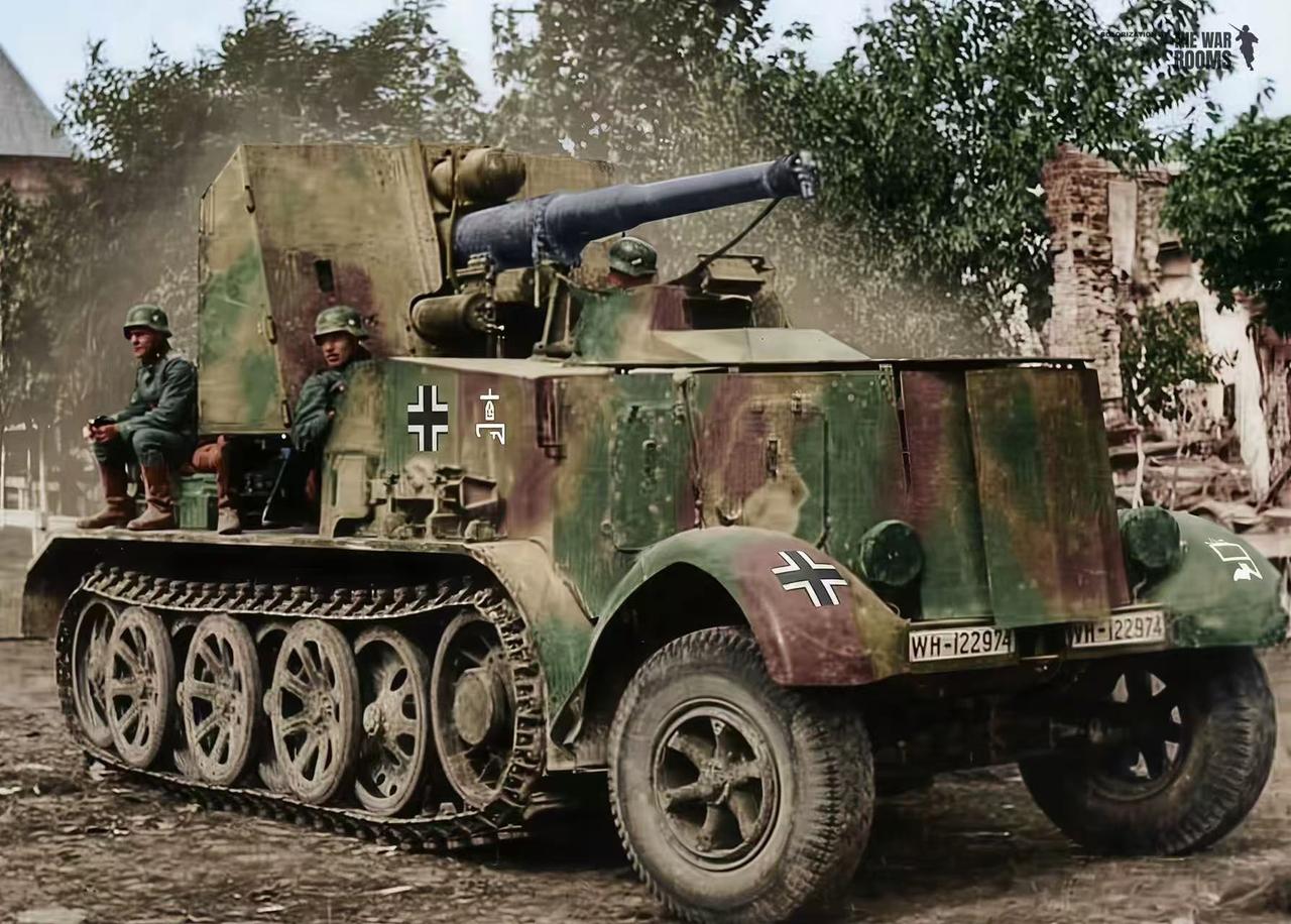 二战德军装甲战车性能及战场效能一览图一：图中德军Sd.Kfz.8重型半履带牵