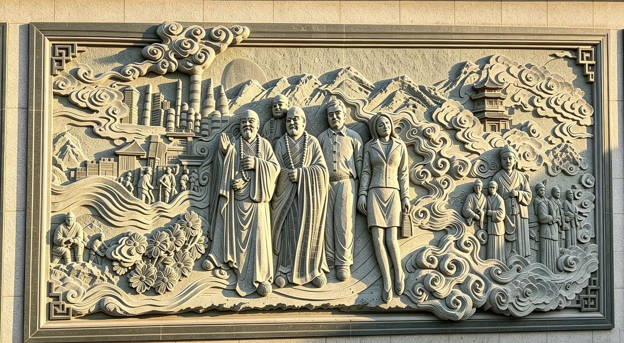 佛教最有争议的浮雕过去、现在、将来，共同礼佛。