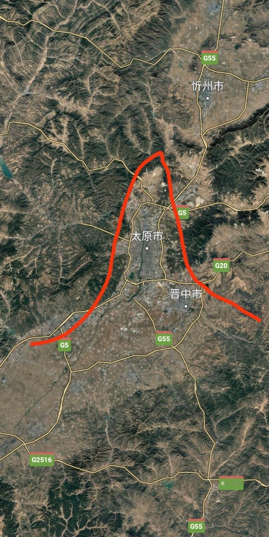 太原这个喇叭口地形太无敌了，据说这里是太原的龙脉之地[赞][赞]