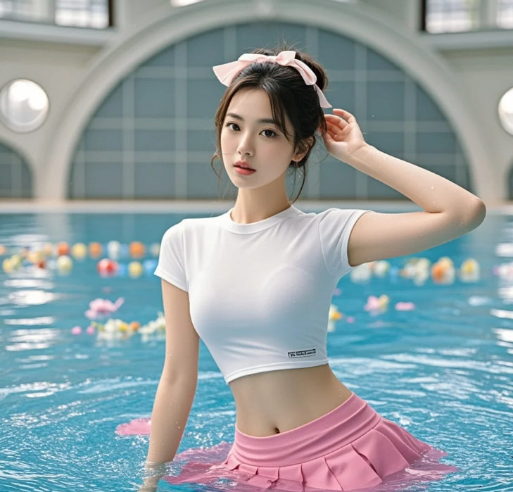 少妇泳池显魅力，玲珑曲线最旖旎