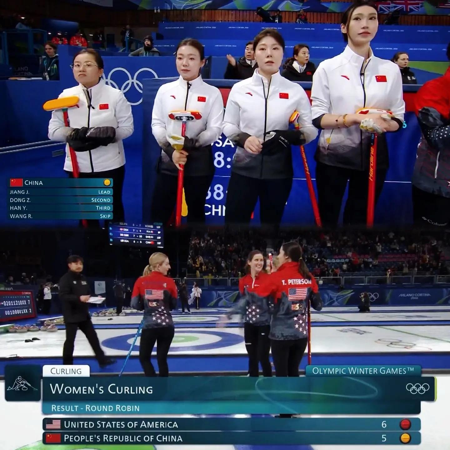 中国冰壶女队5比6美国意难平！从5:3领先到最后一壶被绝杀，中国女壶以1分之差