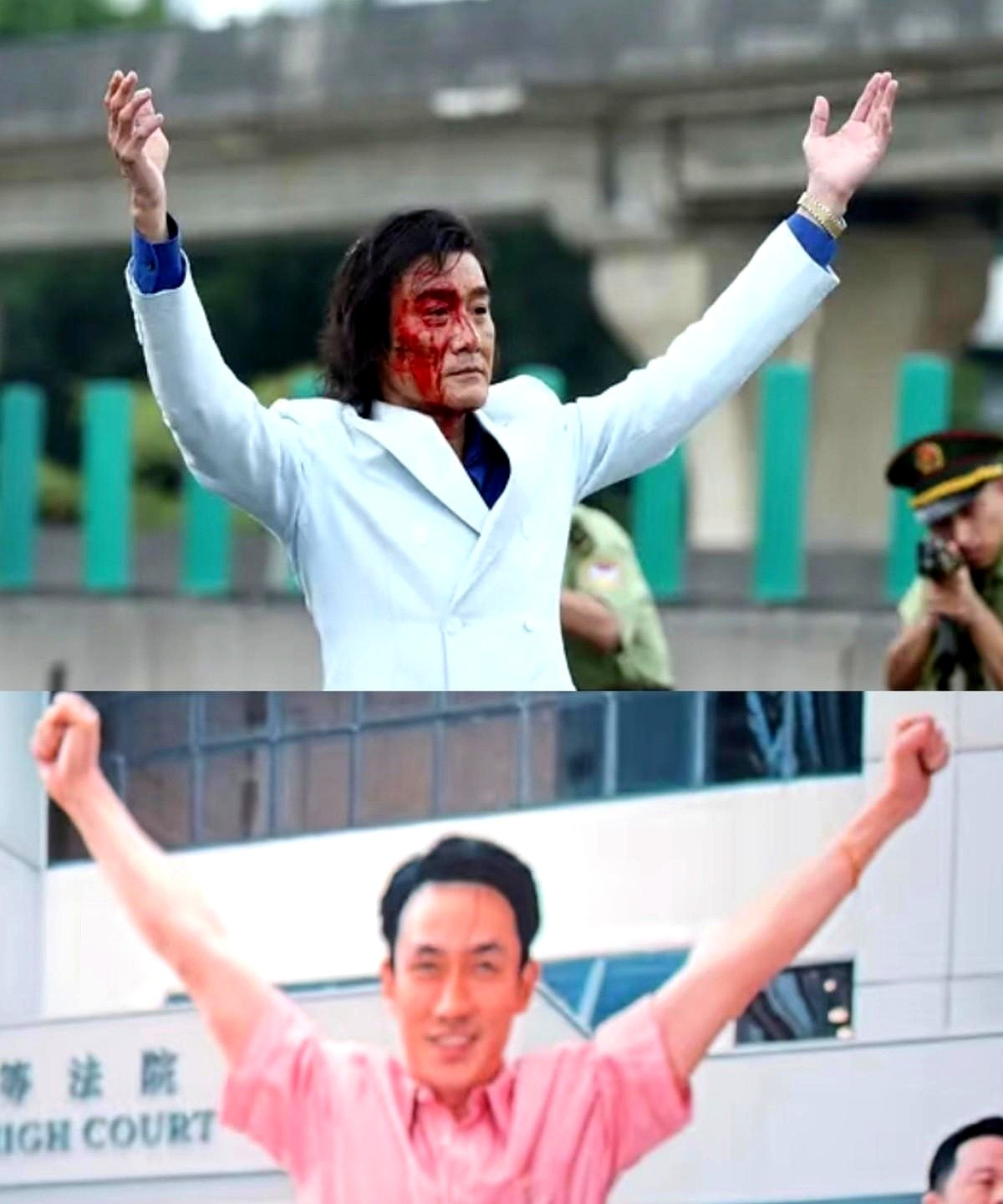 当年那个把脚搭在桌上的“贼王”，一转眼成了被勒索的“首富”。说的是梁家辉。早些年他在戏里演张子强，眼