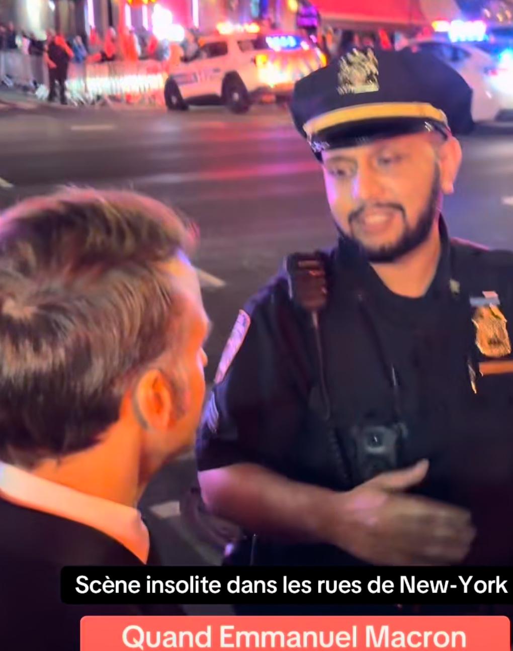 法国总统马克龙在纽约大街上被警察拦停！警察：前方道路封闭，因为特朗普总统的车