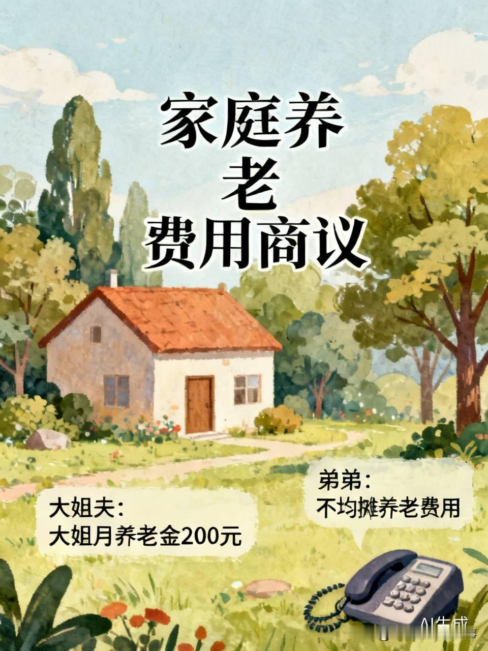 今天弟弟特地打电话告诉我，他考虑再三，决定不均摊母亲的养老费用了。弟弟说，大姐