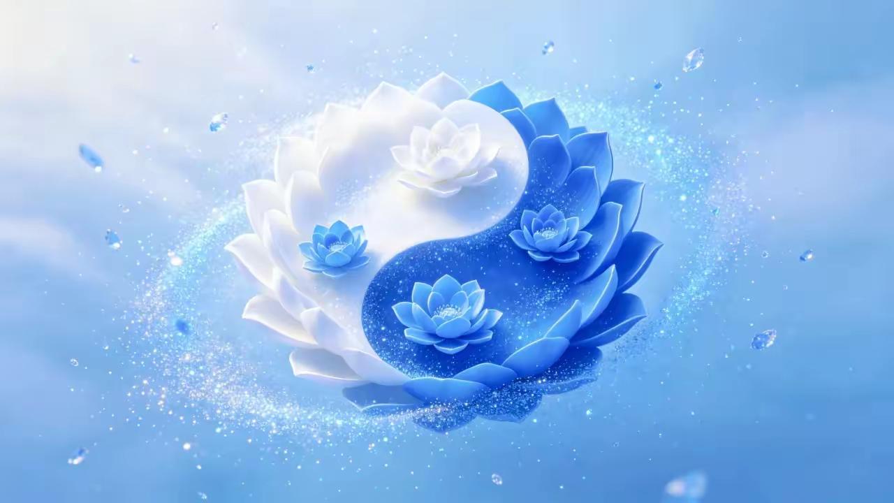 手机壁纸～一花蕴阴阳，莲瓣绘乾坤。莲出尘不染，阴阳相生相融，藏尽自然哲理。心怀澄