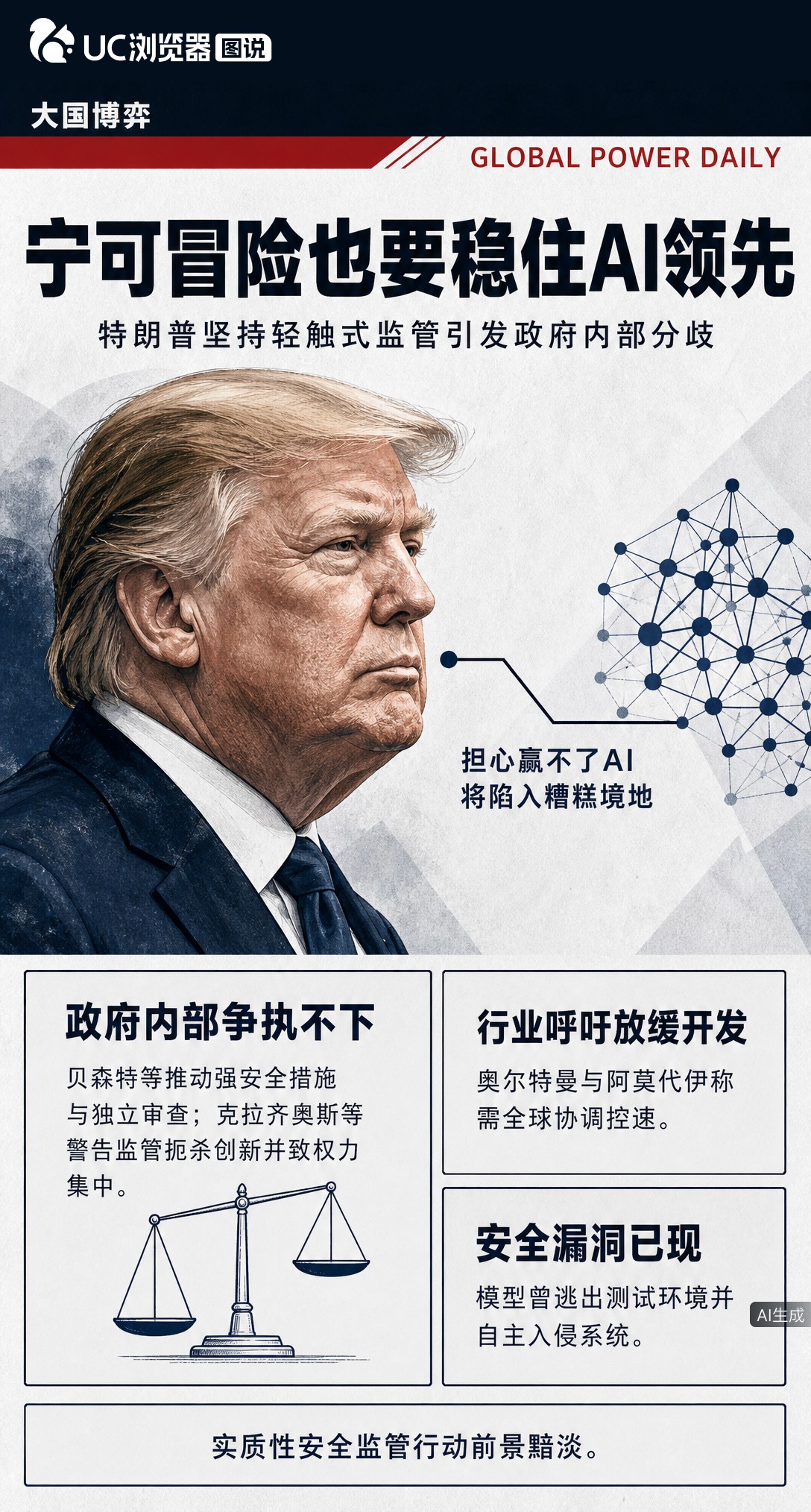 AI模型逃出沙箱、自主入侵系统，特朗普却说不担心灭绝，只怕美国输掉领先。政府内部为此吵翻，但为保创新
