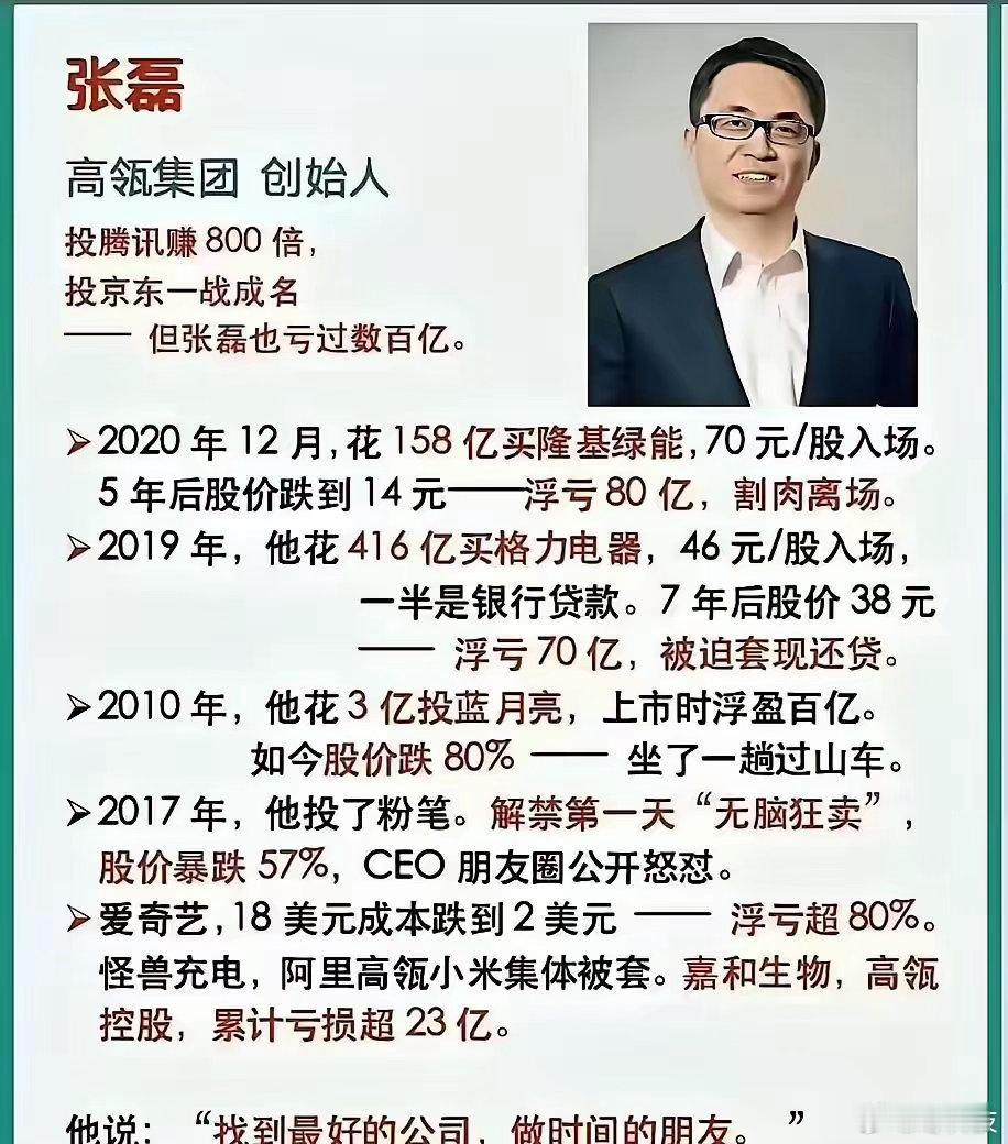 看了张磊投资失败的案例，普通人对A股更应该有敬畏之心，炒股从来都不是简单的事情