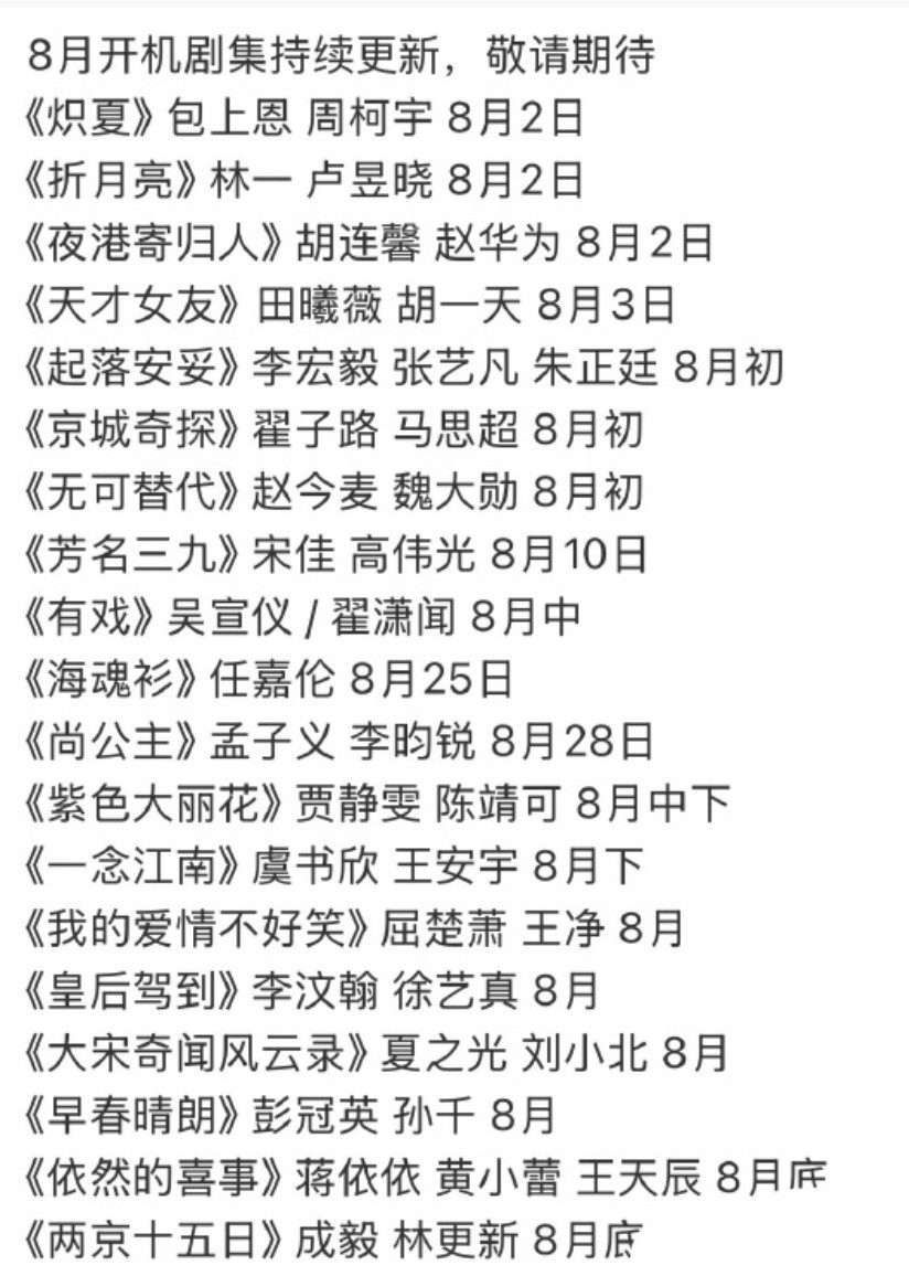 影视寒冬都这么多电视剧开机[捂脸哭]​​​