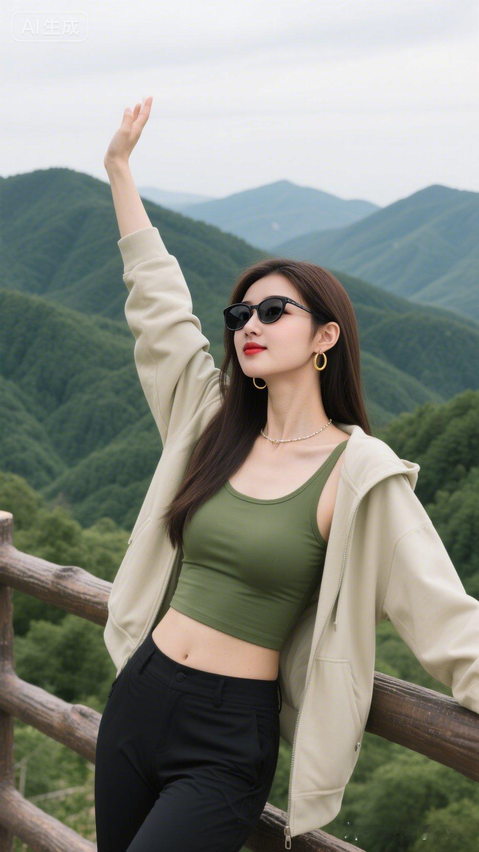 山间少女，阳光明媚，自由自在。