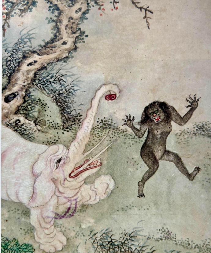 这幅工笔画描述的是西游记中的一则故事，但这到底是哪一则故事。这其中的两个怪物到底