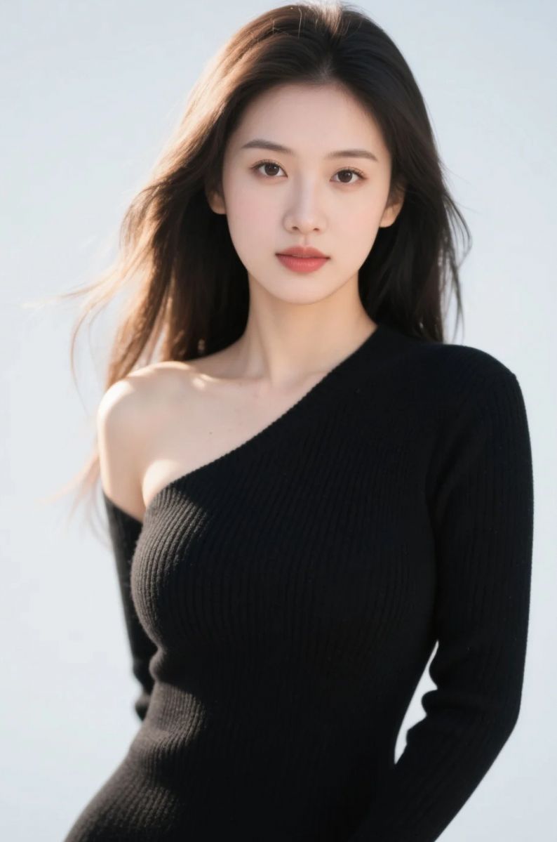 阳光穿过发丝，落在她肩头，美得静谧